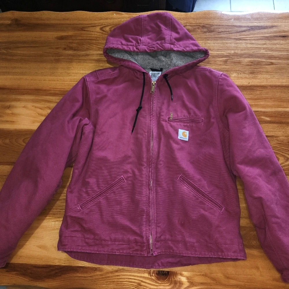 Carhartt Jacket Sherpa Lined Womens Medium WJ141 677 Tulip Pink Hooded